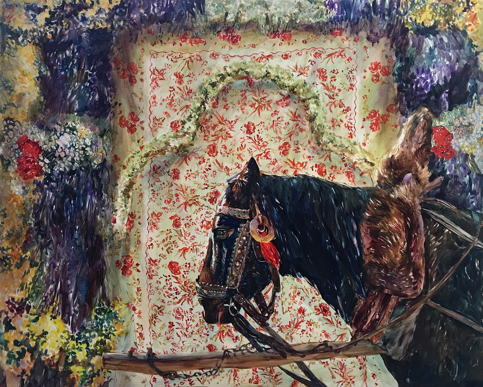Horse with Flowers - 2018, oil on canvas, 160 X 312 cm, private collection, RO - 19