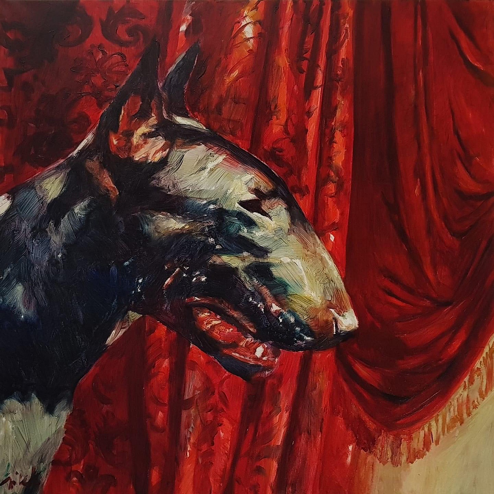 Dark Bullterrier - 2019, oil on canvas, 100 x 100 cm,  private collection, RO - 15