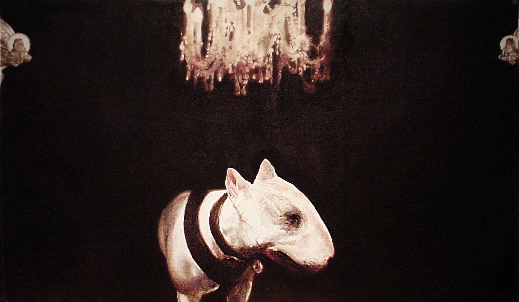White Bullterrier with Angels - 2003, oil on canvas, 160 x 280 cm, private collection, RO - 3