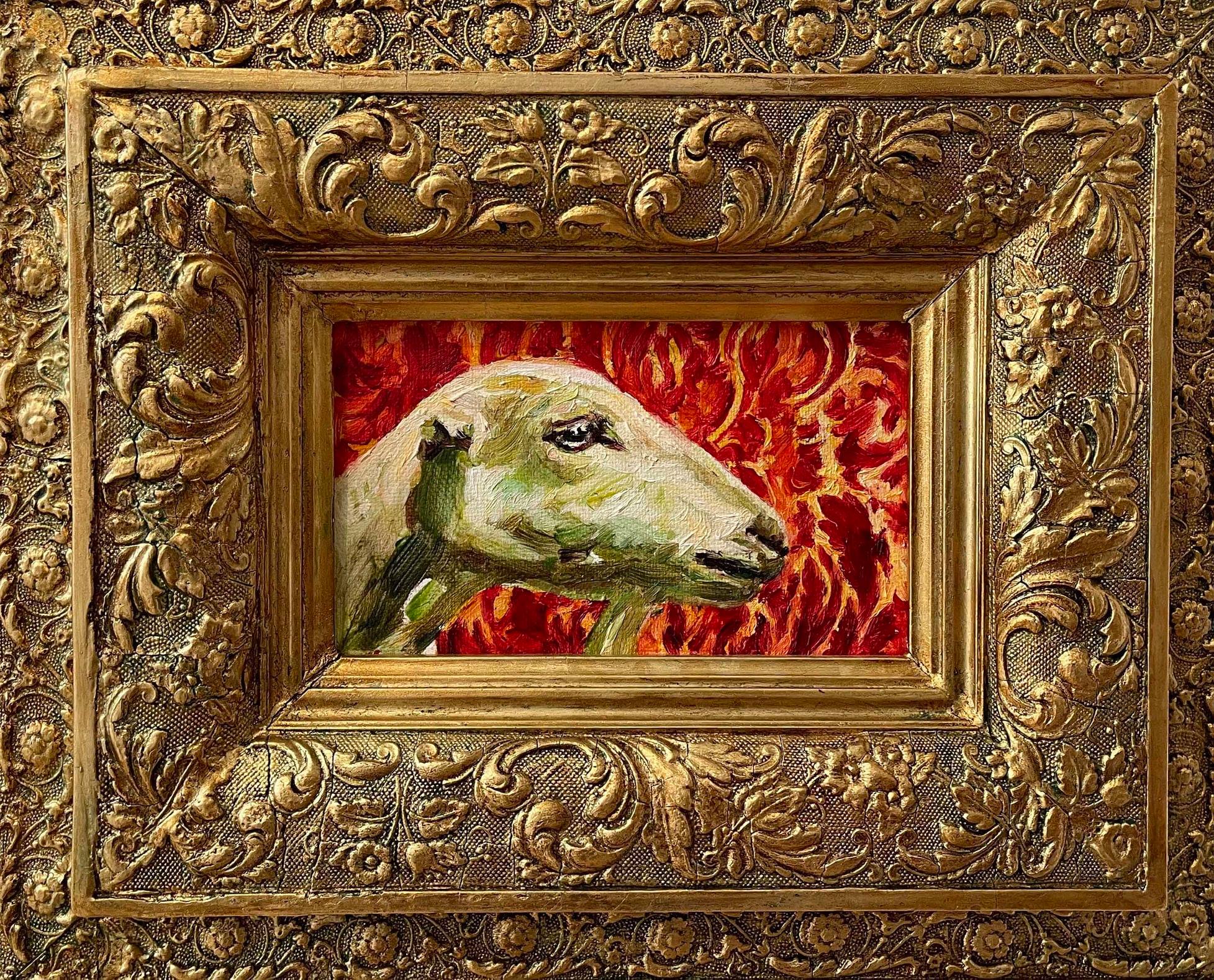 Small Smiling Goat - 2020, oil on canvas, 13,5 X 22 cm,  private collection, RO - 8